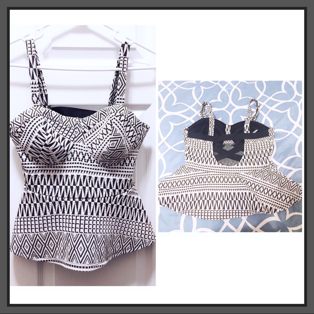 Aztec Print Peplum Top